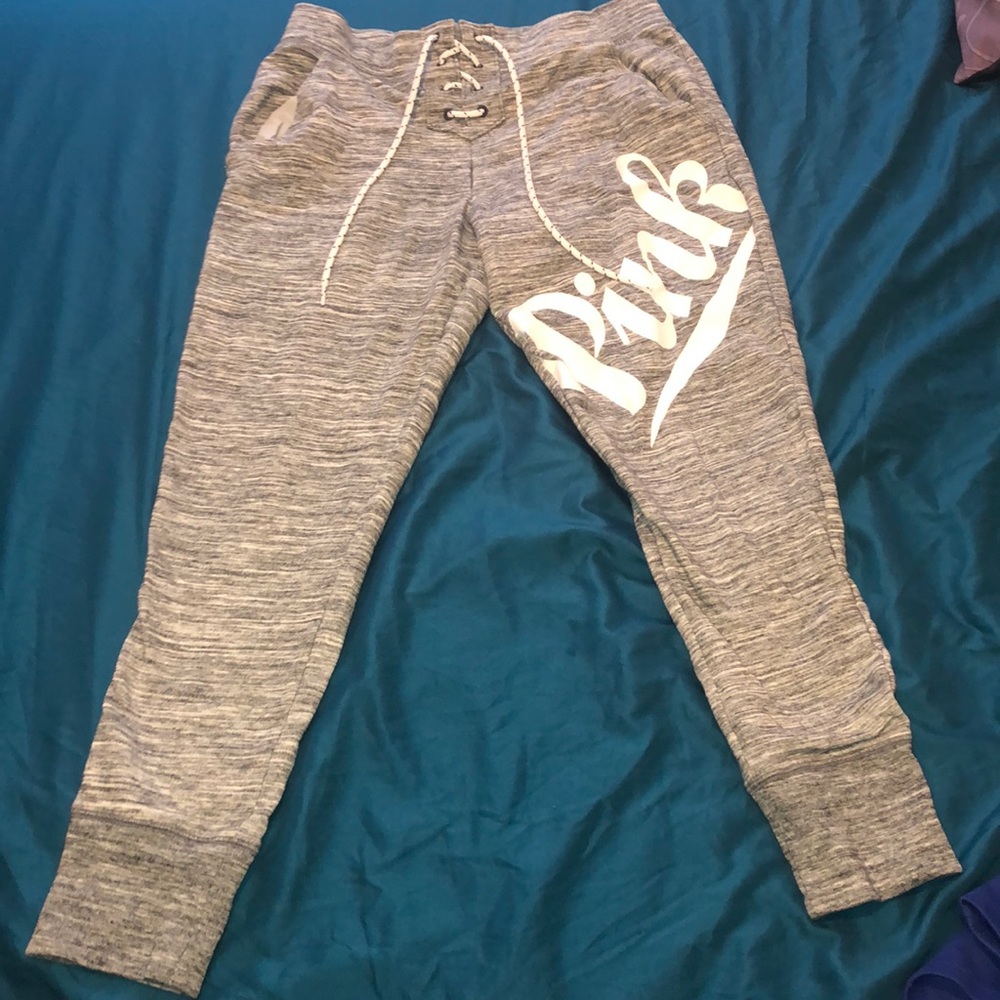 gray “pink” joggers